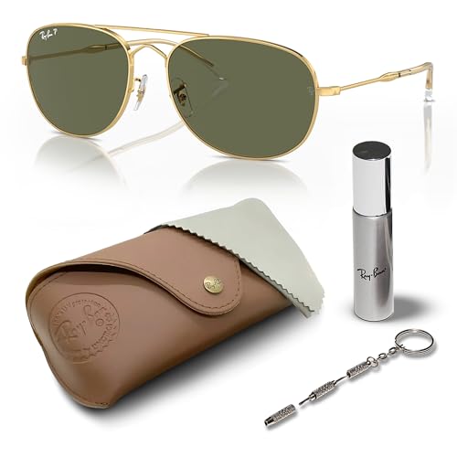RAY-BAN RB3735 BAIN BRIDGE Pilot Shape Sunglasses with Official Eyewear Care Kit Bundle -