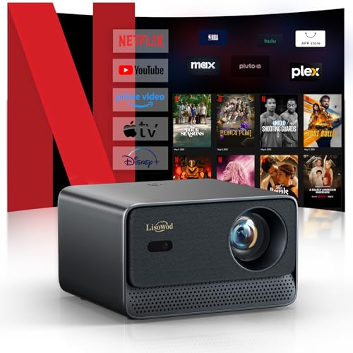 Projector with WiFi and Bluetooth, Mini-Projector: [NetflixCertified & AI Auto-Setup System & Live TV & 1000ANSI & 800+Apps &Browser &Dolby],Lisowod L03Pro 1080P Smart Portable-Outdoor-Movie Projector -