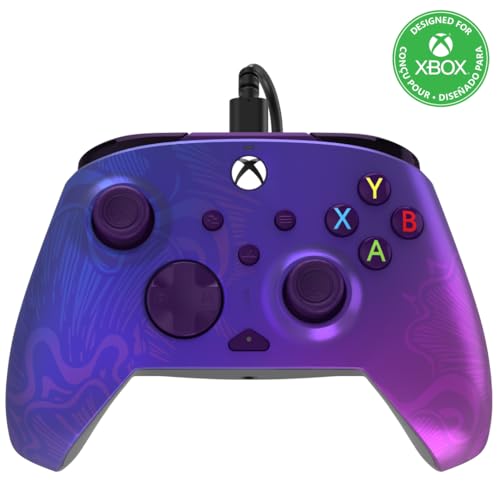PDP Gaming REMATCH Enhanced Wired Gaming Controller: Licensed Gamepad for Xbox Series X|S, Xbox One, Windows PC, Mappable Back Buttons, Customizable Triggers, Audio Control, Companion App: Purple Fade -