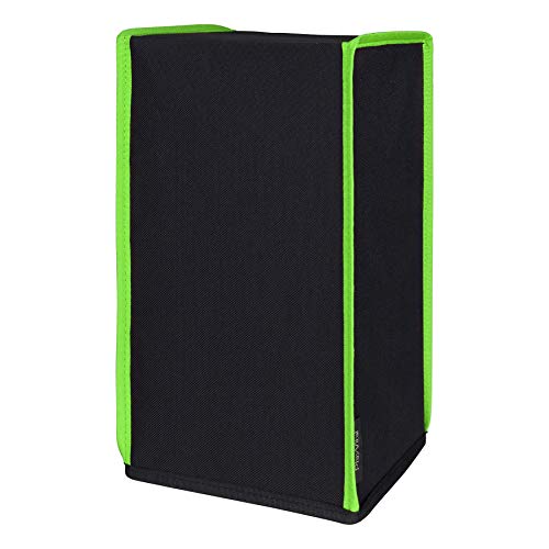 PlayVital Black Nylon Dust Cover for Xbox Series X Console, Soft Neat Lining Dust Guard, Anti Scratch Waterproof Cover Sleeve for Xbox Series X Console - Neon Green Trim -
