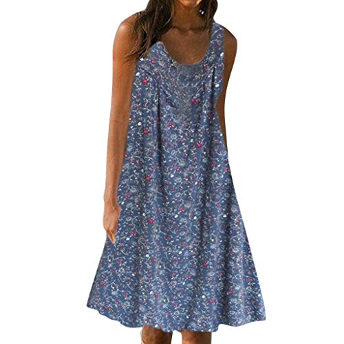 Women Natural Casual Print Sundress, Sleeveless Loose Plus Size Beach Summer Maxi Dress - A-Line Sleeveless Petite Sequin Ruffle 1950S Indian Short 60S Tunic Beach Green Beige Asymmetrica (Navy XXXL) -