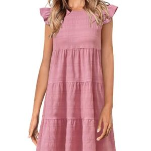 Yousify Pink Dress Women Summer Dresses for Women 2025 Casual Loose Babydoll Dress Short Womens Dresses -