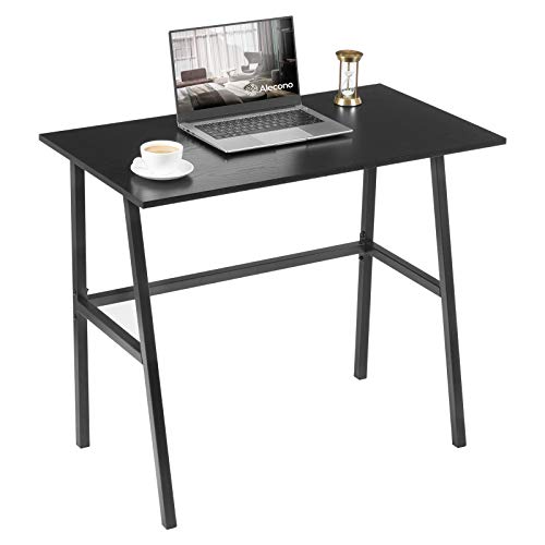 Alecono Small Computer Desk 35'' Kids Writing Desk for Small Space Simple Home Workstation Office Tiny Desk Student Study PC Gaming Table with Metal Frame for Bedroom, Black (X002EYTOCB) -