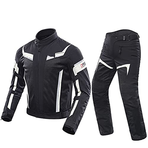 Men And Motorcycle Pants Breathable Racing Jacket Breathable Moto Riding Jackets Motorcycle Clothing 1 set black L -