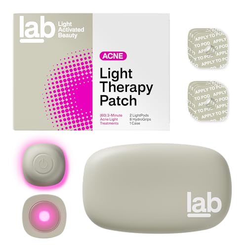 l.a.b Light Therapy Acne Patch, 2-Pack, LED Red and Blue Light Hydrocolloid Acne Patches, Fast Acting 3 Minute Skin Care Pimple Patch Spot Regimen for Zits, Blemishes, 60 Uses -