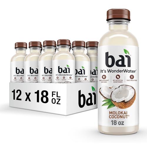 Bai Antioxidant Infused Water Beverage, Molokai Coconut, with Vitamin C and No Artificial Sweeteners, 18 Fluid Ounce Bottle, 12 Pack -