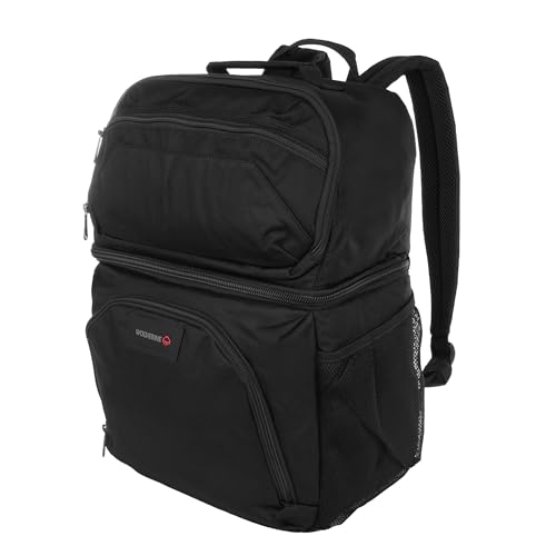 WOLVERINE 36 Can Cooler Backpack with Durable Nailhead Nylon, Dual Compartment Cooler & Dry Storage, Padded Mesh Back Panel, & Exterior Water Bottle Pockets -