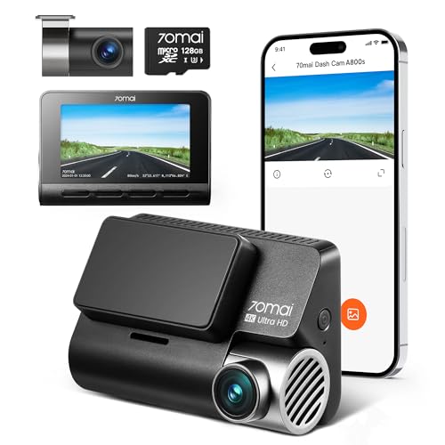 70mai 4K Dash Cam Front and Rear with STARVIS, Built in 5GHz WiFi & GPS Car Camera, Super Night Vision, ADAS, 3'' IPS Screen, 24H Parking Mode, Time-Lapse, Loop Recording, with 128GB Card -