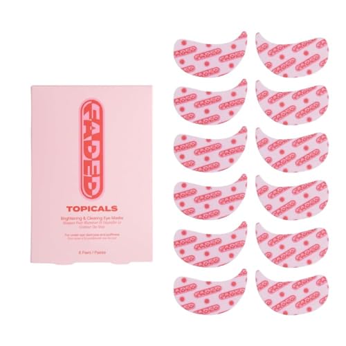 Topicals Faded Brightening Under Eye Masks | Patches to Depuff, Hydrate, Brighten and Cool | Reduce Dark Circles and Fine Lines | Contains Kojic Acid, Caffeine and Niacinamide (Set of 6) -
