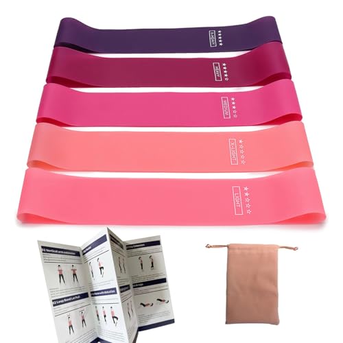 Resistance Bands Set, Resistance Loop Exercise Bands with Instruction Guide and Carry Bag, Versatile Latex Exercise Bands for Home and Gym Workouts, Set of 5 -