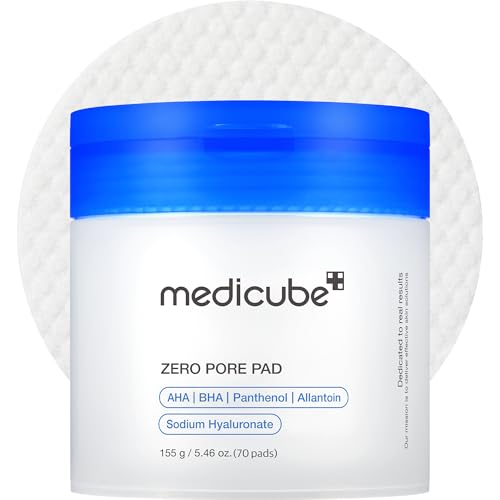 Medicube Zero Pore Pads 2.0, Dual-Textured Facial Toner Pads for Exfoliation and Pore Care with 4.5% AHA Lactic Acid & 0.45% BHA Salicylic Acid, Ideal for All Skin Types, Korean Skin Care (70 Pads) -
