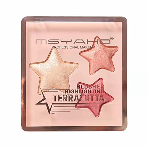 Xiahium Star Blush Highlight Eyeshadow Makeup Palette - 3 Shimmer Metallic Shades Natural Long Lasting Ultra Blendable All In One Makeup Pallet -