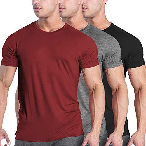 COOFANDY Men 3 Pack Workout Shirt Short Sleeve Gym Bodybuilding Muscle Shirts Base Layer Fitness Tees -