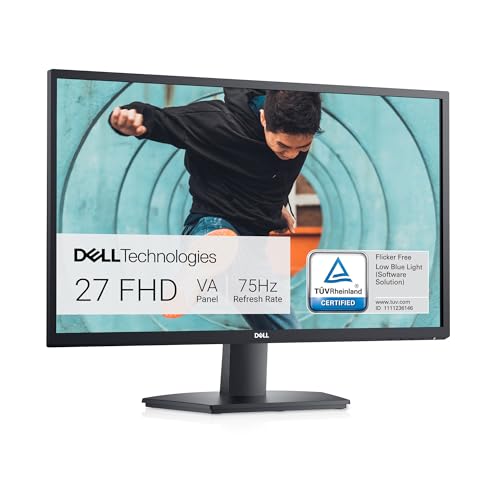 Dell SE2722HX Monitor - 27 inch FHD (1920 x 1080) 16:9 Ratio with Comfortview (TUV-Certified), 75Hz Refresh Rate, 16.7 Million Colors, Anti-Glare Screen with 3H Hardness - Black -