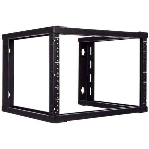NavePoint 6U Wall Mount Open Frame 19 Inch Server Equipment Rack Threaded 16 inch Depth Black -