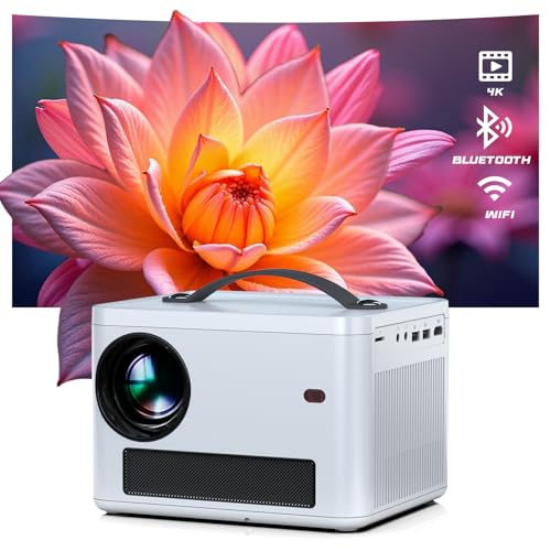 Projector with WiFi and Bluetooth, Native 1080P Projector 4K Support with Automatic Vertical Keystone Portable Movie Projector, Compatible with Phone/Laptop/TV Stick -
