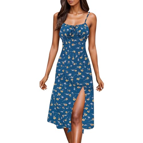 Maxi Sundresses for Women Over 50 Dresses for Wedding Guest Women Summer Outfits Summer Maxi Dress Wedding Guest Sundress Cotton Sundresses B-Blue -