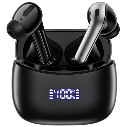 Wireless Earbuds 60Hrs Playtime Bluetooth 5.4 Headphones Stereo Bass Ear Buds IPX7 Waterproof Sport in-Ear Earphones with Charging Case Ear Bud Build in Mic for Music Call Workout Fitness Android iOs -