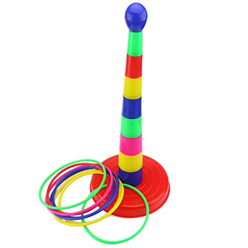 Ogrmar 18" Colorful Plastic Sport Ring Toss Game Set for Kids -