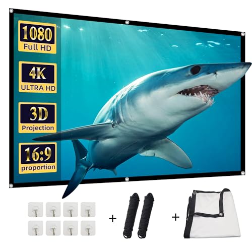 Projector Screen, DUYIKJ 84 inch Foldable Portable Rear Front Projector Screen Indoor Outdoor 4K 16:9 HD Double Sided Projection Movies Screen for Camping Party,Backyard Home Theater -