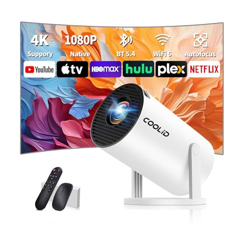 Mini Projector, Support 4K 1080P Portable Projector with Dual Band WiFi6 5G and Bluetooth 5.4, 270° Rotatable, Auto Keystone Correction, 35"-100" Video Projecto Compatible with HDMI/USB/Phone - White -