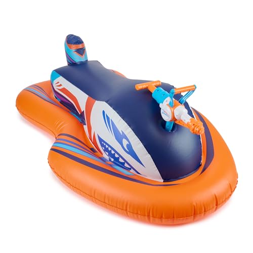 Nerf Super Soaker Stormforce Ride-On Racer – Inflatable Pool Float with Pool-Fed Mega Water Blaster -