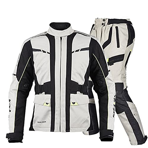 Men's Windproof Waterproof Moto Motocross Jacket Night Reflection Motorbike Riding Jacket Set K6501RA Gray set XXL -
