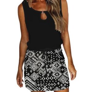 SAUKOLE Women 2025 Summer Sleeveless Tank Dresses Causal Elastic Waist Loose Fit Flowy Short Mini Dress -