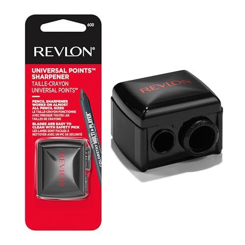 Revlon Universal Points Sharpener for Wooden & Plastic Makeup Pencils, Fits Small to Large Sizes, Easy to Clean, 1 Count -