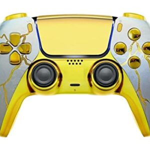 MODDEDZONE Wireless Controller for PS5 with Exclusive and Unique Designs Compatible with PlayStation 5 - The Ideal Christmas Gift for Gaming Enthusiasts - Expertly Crafted in USA Gold Thunder -