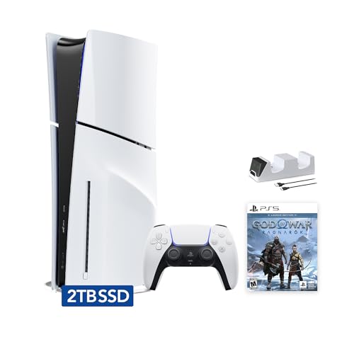 PlayStation 5 Slim Upgraded 2TB Disc Edition God of War Bundle - White, Slim PS5 2TB PCIe SSD Gaming Console with C-Gamers Dual-Controller Charger [video game] [video game] [video game] [video game] [video game] [video game] [video game] [video game] [vide -
