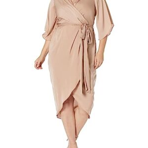 City Chic Women's Apparel Women's City Chic Plus Size Dress Opulent WRAP, Taupe -