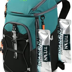 Titan by Arctic Zone Deep Freeze Ice Wall Backpack Cooler - 30 Can - Pine - Cooler Bag with Ice Packs -