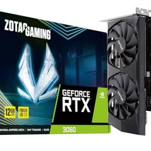 ZOTAC Gaming GeForce RTX™ 3060 12GB GDDR6 192-bit 15 Gbps PCIE 4.0 Compact Gaming Graphics Card, Active Fan Control, Freeze Fan Stop, ZT-A30600P-10M -