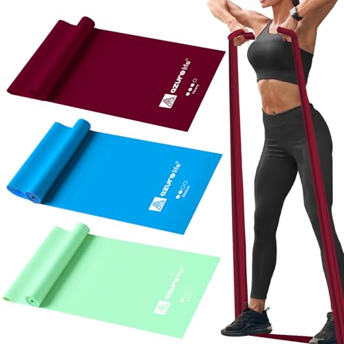 A AZURELIFE Resistance Bands,Professional Long Non-Latex Elastic Stretch Bands,Exercise Bands for Physical Therapy, Yoga, Pilates, Rehab, at-Home or The Gym Workouts, Strength Training -