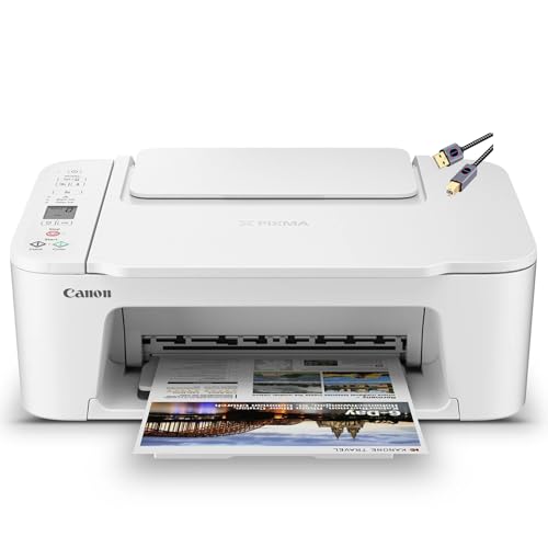 Canon PIXMA 3722 Color Inkjet All-in-One Printer | Print Copy Scan | Wireless | Mobile Printing | Print Up to 7.7 ipm | Up to 60 Sheets Capacity | 1.5" LCD | Wi-Fi (2.4 or 5 GHz) + Printer Cable -