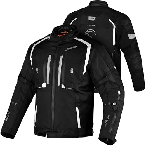 JAG Motorcycle Jacket All Season Motorbike Riding Armored Jacket, Dual Sports Water-Resistant Cordura Protective Gear For Men (US, Alpha, XX-Large, Regular, Regular, Black) -