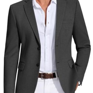 COOFANDY Blazer Men Big and Tall Sport Coat Business Casual Western Suit Jacket Dark Grey, S -