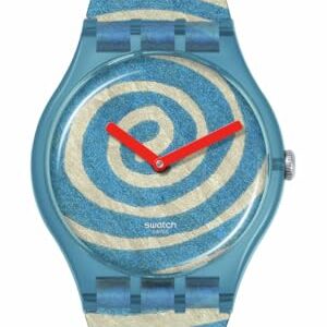 Swatch Casual Watch Blue Quartz Plastic Art Journey Bourgeois's Spirals -