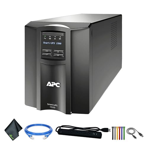 APC Smart-UPS SMT1500C with SmartConnect, USB-C to USB-A 2M, Loop Straps, Surge Protector, Cleaning Cloth, Ethernet Cable -