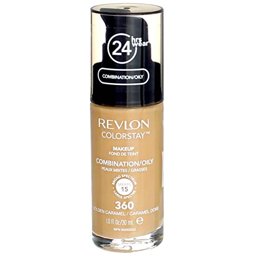 Revlon ColorStay Makeup Foundation For Combination Oily Skin, Golden Caramel 360, SPF 15, 1 fl oz (Pack of 1) -