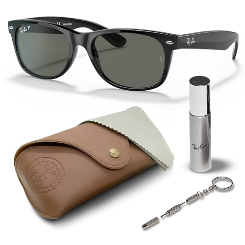 Ray-Ban RB2132 NEW WAYFARER Classic Polarized Square Shape Sunglasses With Eyewear Kit Bundle - High Bridge Fit - Casual Wear Square Sunglasses -