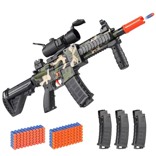 Realistic Toy Foam Blaster Gun - Electric Sniper Rifle with Scope 120 Soft Bullets 3 Magazines, Automatic Dart Gun for Boy Ages 8-12 Years Old, Indoor Outdoor Gifts for Adult Kid Christmas Birthday -