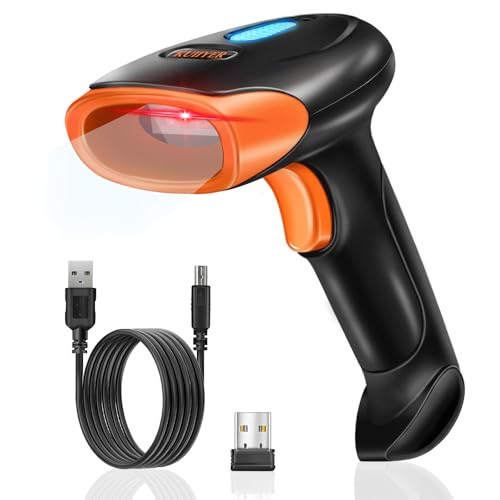 KUIIYER Bluetooth Barcode Scanner, Wireless 2D QR 1D Bar Code Scanners Handheld Barcode Reader with Updated 800 X 600 Pixel CMOS, Plug & Play for iPhone, Android, iPad, Tablet, PC Computers & POS -