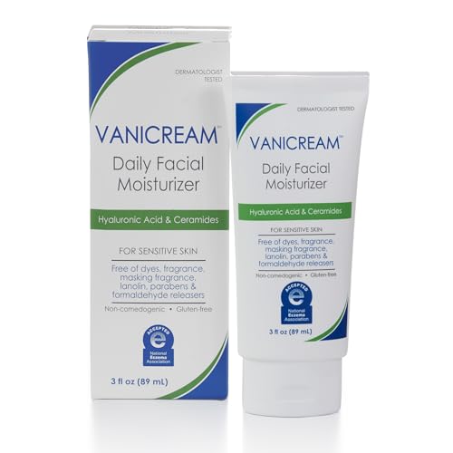 Vanicream Daily Facial Moisturizer With Ceramides and Hyaluronic Acid - Formulated Without Common Irritants for Those with Sensitive Skin, 3 fl oz (Pack of 1) -