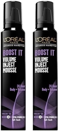 L'Oreal Paris Hair Care Advanced Hairstyle Boost It Volume Inject Mousse, 8.3 Ounce (Pack of 2) -