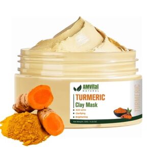 AMVital Turmeric Face Mask, Clay Facial Masks with Vitamin C, Skin Care for Acne and dark Spots, Smooth & Refine Pores, Anti Aging for Women, Non-Greasy Hydrating -