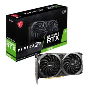 MSI Gaming GeForce RTX 3050 8GB GDRR6 Boost Clock: 1807 MHz 128-Bit HDMI/DP PCIe 4 Torx Twin Fans Ampere OC Graphics Card (RTX 3050 Ventus 2X 8G OC) -