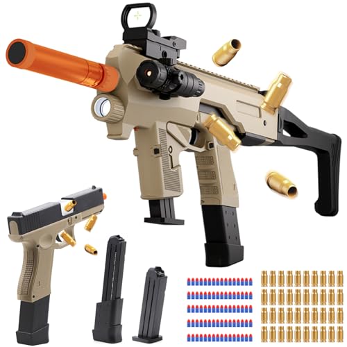 Bugrtey Soft Bullet Two Modes Toy Gun Blaster, Realistic with Shell Ejecting Design&Sight&Infrared Scope, Cheap with 3 Clips & 80 Foam Bullets, Gifts for Boys Girls Adults Age 8+ -