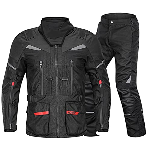 Waterproof Motorbike Riding Jacket Moto Suit Motocross Jacket With Removeable Motorcycle CE Protector Black Suit M -